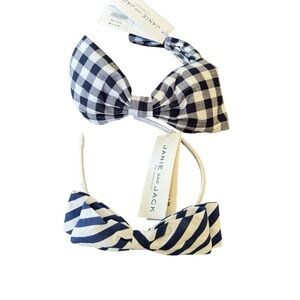 Janie and Jack Headband Set of 2 Bundle Blue White Plaid Baby Girl NWT